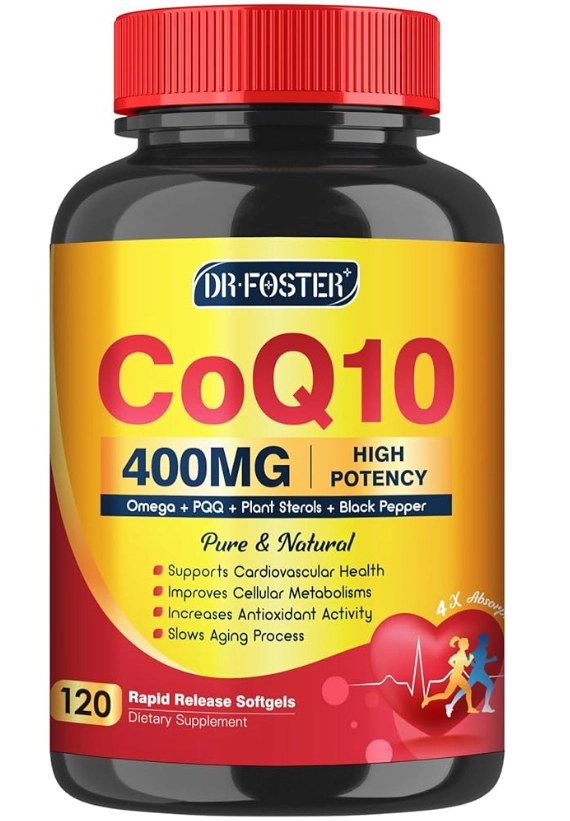 Coenzima CoQ10 400mg, Com Ômega, PQQ e Plack Pepper, 120 Cápsulas, Dr Foster