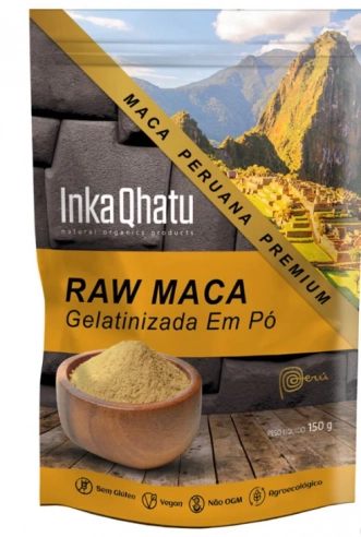 Raw Maca Peruana Gelatinizada em Pó, 100% Pura, 150g, Inka Qhatu
