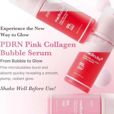 PDRN Pink Collagen Bubble Serum, 100ml, Glow, Firmeza e Regeneração, Medicube 