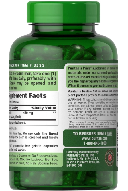 Saw Palmetto 450mg, 200 Cápsulas, Puritan's Pride