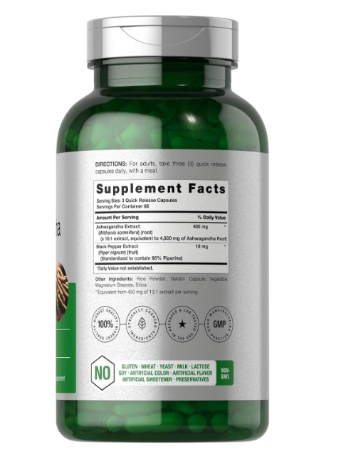 Ashwagandha 450mg Com Pimenta Negra 18mg, 200 Cápsulas, Horbaach