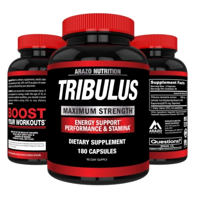 Tribulus Terrestris 1500mg, Extrato em Pó, 180 Cápsulas, Arazo Nutrition