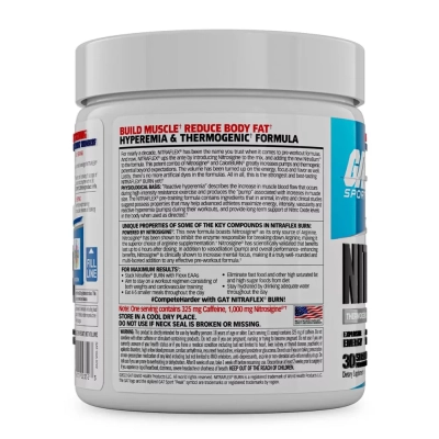Nitraflex Burn Pré-Treino, Sabor Blue Raspberry, 30 Doses, GAT Sport
