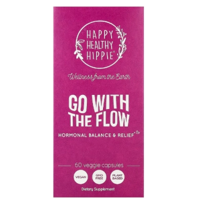 Go With The Flow, Equilíbrio Hormonal e Alívio, 60 Cápsulas, Happy Healthy Hippie