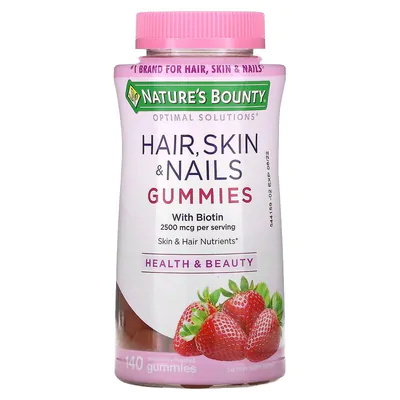 Hair, Skin, Nail (cabelo, pele e unha) 2500mcg, 120 Gomas Natures Bounty
