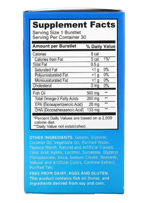 Kids Smart, Alto Teor de Ômega-3 e DHA, Sabor de Frutas, 30 Burstlets Mastigáveis, Bioglan