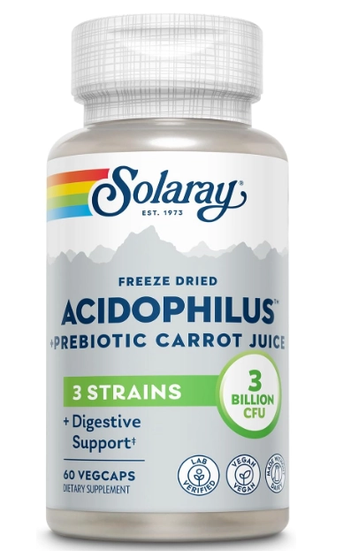 Acidophilus liofilizado + leite de cabra prebiótico, 3 bilhões, 50 cápsulas, Solaray