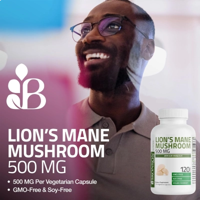 Lion's Mane, 500mg, Memória, Foco e Saúde Cognitiva, 120 Cápsulas, Bronson