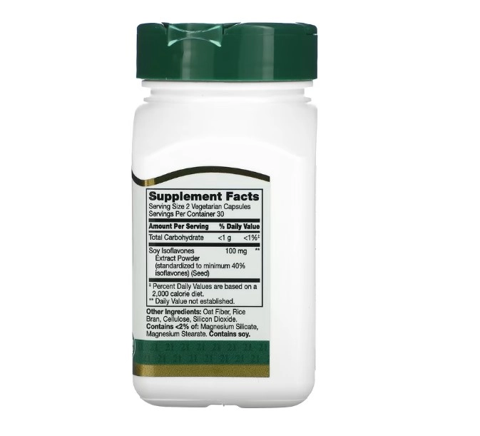 Isoflavonas de Soja, Padronizado, 100mg, 60 Cápsulas, 21st Century