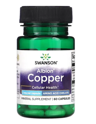 Copper, Albion Cobre, 2mg, 60 Cápsulas, Swanson