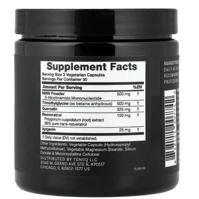 Elixir, NMN e Resveratrol, 90 Cápsulas, Toniiq