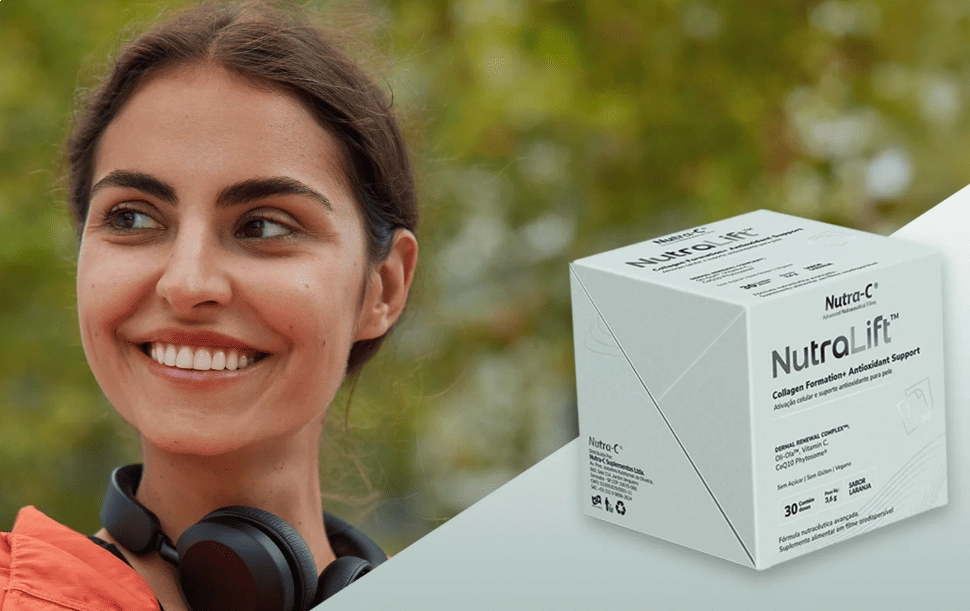 NutraLift, Suporte Antioxidante para a Pele, 30 Filmes Orodispersíveis Sabor Laranja, Nutra-C