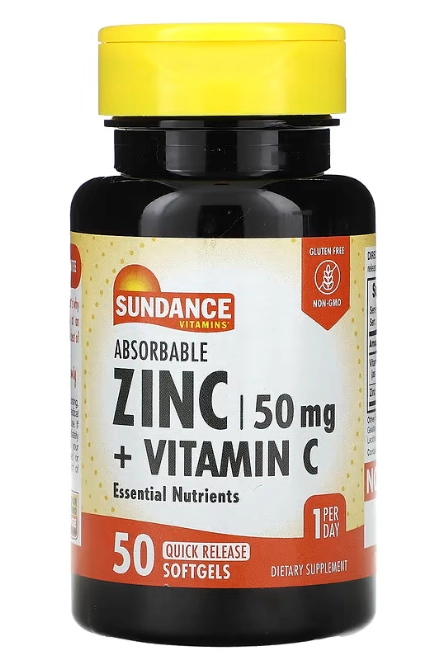 Zinco Absorvível + Vitamina C, 50 Cápsulas, Sundance 