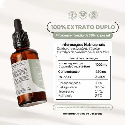 Extrato Líquido Cauda De Peru 30ml, Imunidade E Vitalidade - Microdose Life