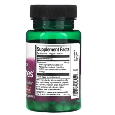 Serrazimes Enzimas 34mg, 60 Cápsulas, Swanson