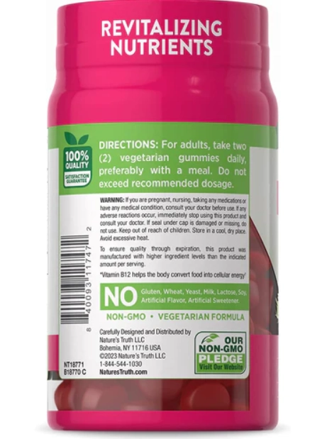 Vitamina D3 + B-12, 60 gomas, Nature's Truth