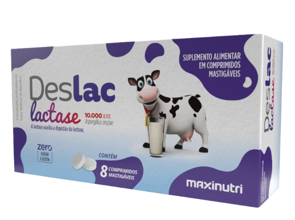 Deslac Lactase Mastigável, 8 Comprimidos, Maxinutri