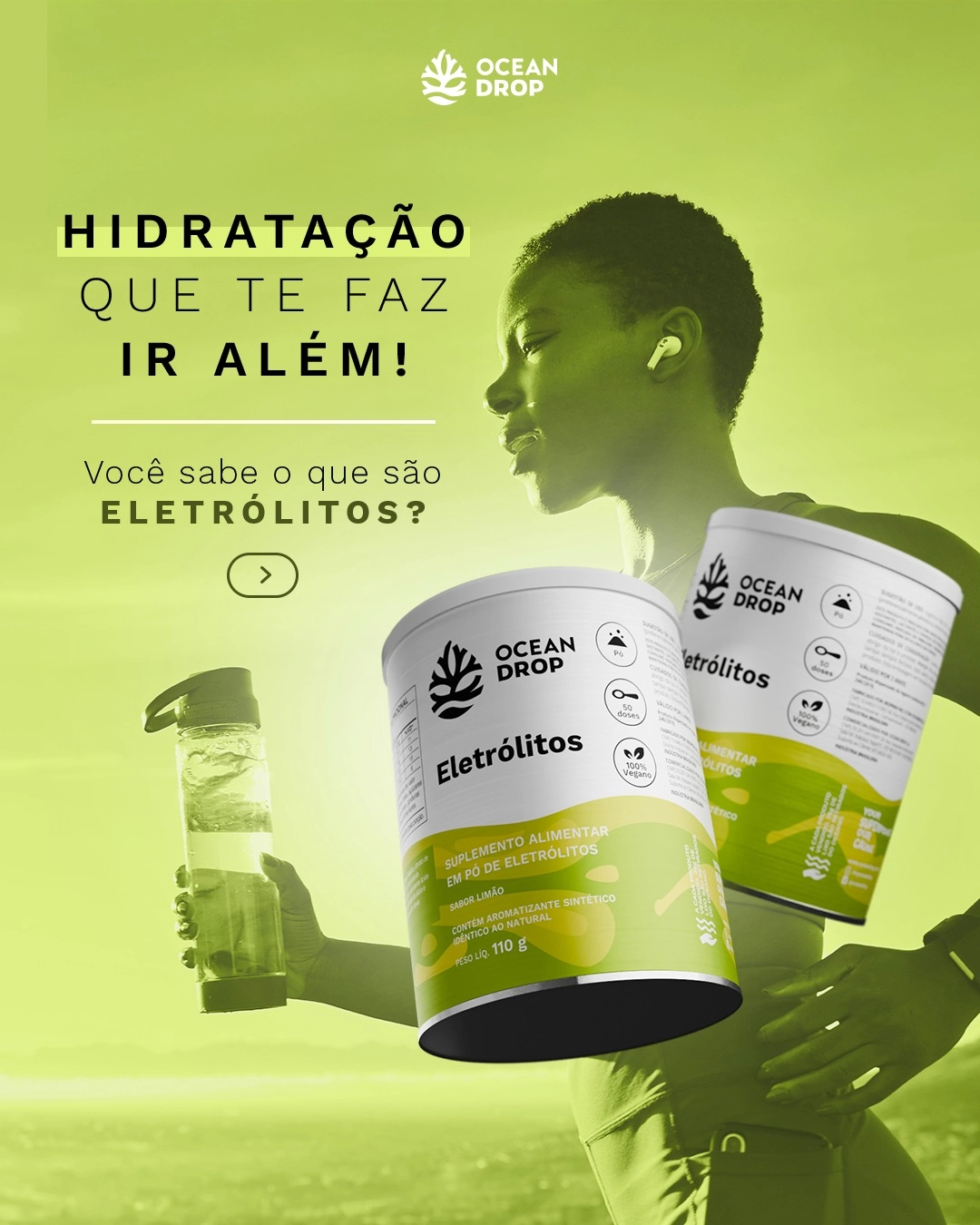 Eletrólito em Pó, 180g Sabor Limão, Ocean Drop