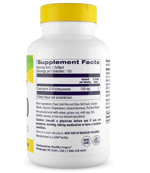 Coenzima CoQ10 100mg, 150 Cápsulas, Healthy Origins