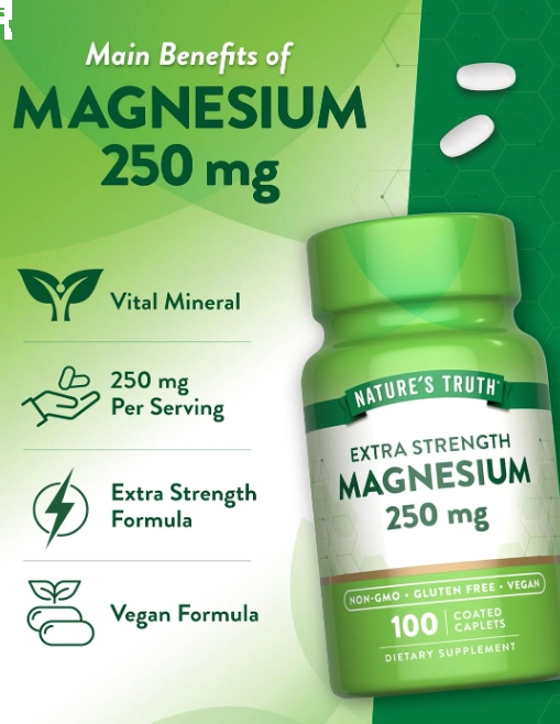 Magnésio 250mg, 100 Cápsulas, Nature's Truth