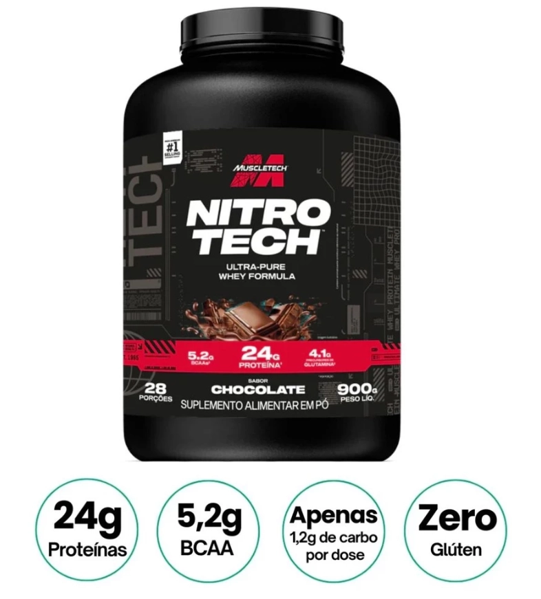 Whey Nitro Tech, 900g Sabores, Muscletech