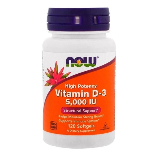 Vitamina D3, 5000IU, 120 cápsulas, Now