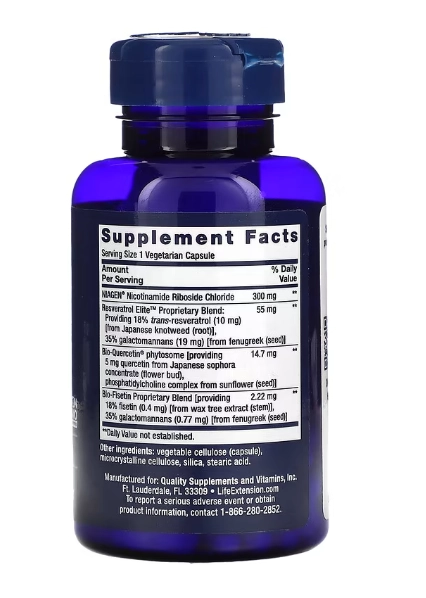 NAD + e Resveratrol Elite, 30 Cápsulas, Life Extension