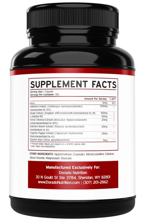 Blood Circulation, Suplementos para Circulação Sanguínea 490mg, 150 Cápsulas, Dorado