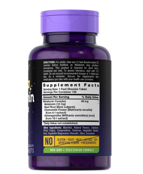 Melatonina 40mg, Fast Dissolve, 150 Comprimidos Sublinguais, Carlyle