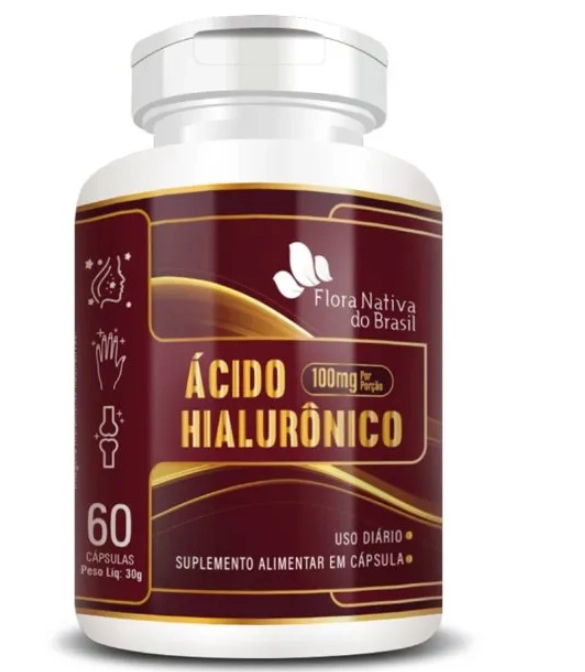 Ácido Hialurônico, 100mg, 60 cápsulas, Flora nativa