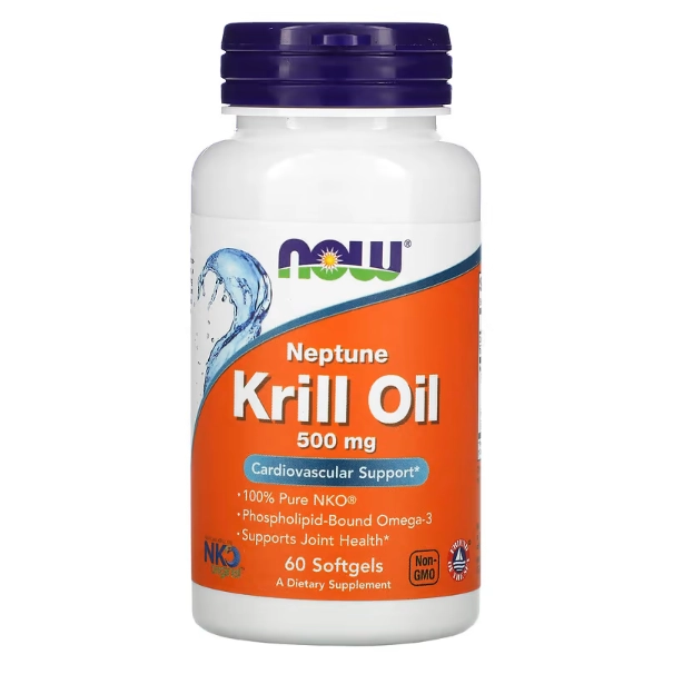 Óleo de Krill Neptune, 500 mg, 60 Cápsulas Softgel, Now