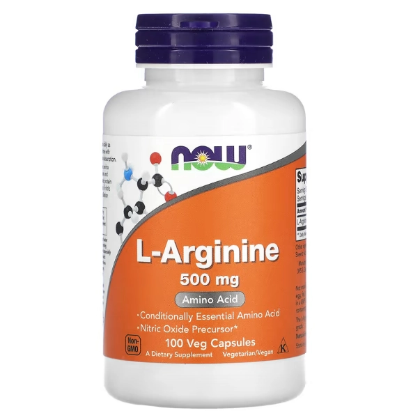 L-arginina, 500mg, 100 Cápsulas, Now