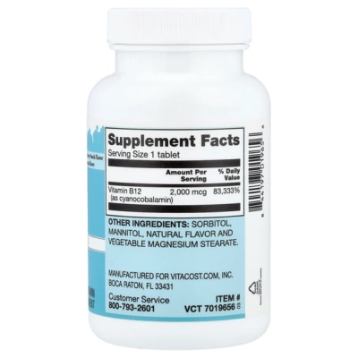 Vitamina B12 Melts, 2.000mcg, 50 Tablets, Vitacost