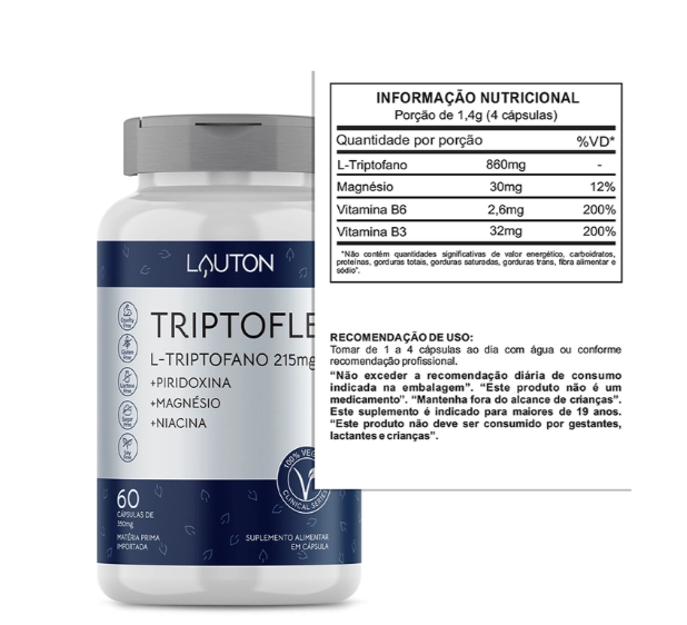 Triptoflex Triptofano, 215mg, 60 Comprimidos, Lauton Nutrition