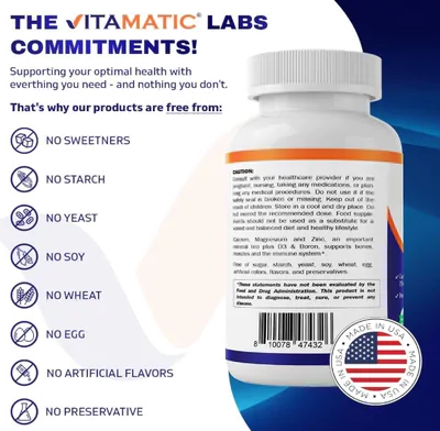 Cálcio, Magnésio, Zinco, Vitamina D3 com Boro, 365 Comprimidos Mastigaveis, Vitamatic