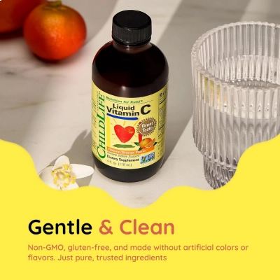 Vitamina C Líquida Infantil, Sabor Laranja, 118ml, ChildLife Essentials