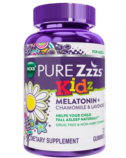 Melatonina Kids, PURE Zzzs Kidz, Camomila E Lavanda, 72 Gomas, Vicks