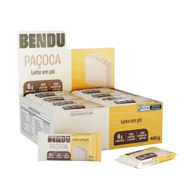 Paçoca, Display com 24 unidades da Paçoca com Whey, Sem Açúcar, Sabores, Bendu