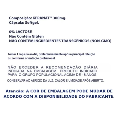 Keranat Suplemento para Crescimento Capilar, 300mg, 60 Cápsulas, Power Caps