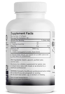 CLA 3000, Ácido Linoleico Conjugado, 3000mg, 120 Comprimidos, Bronson