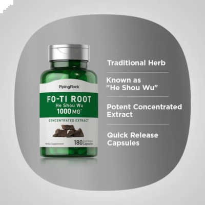 Fo-ti Root, He Shou Wu, 1000mg, 180 Cápsulas, PipingRock