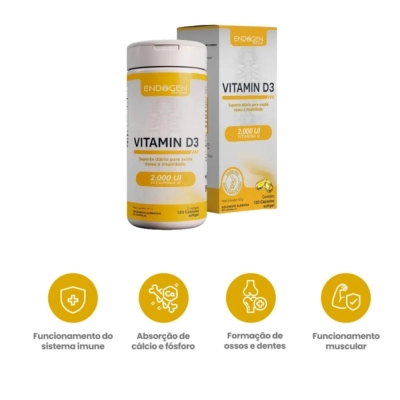 Vitamina D3, 2000ui, 120 Softgel, Endogen
