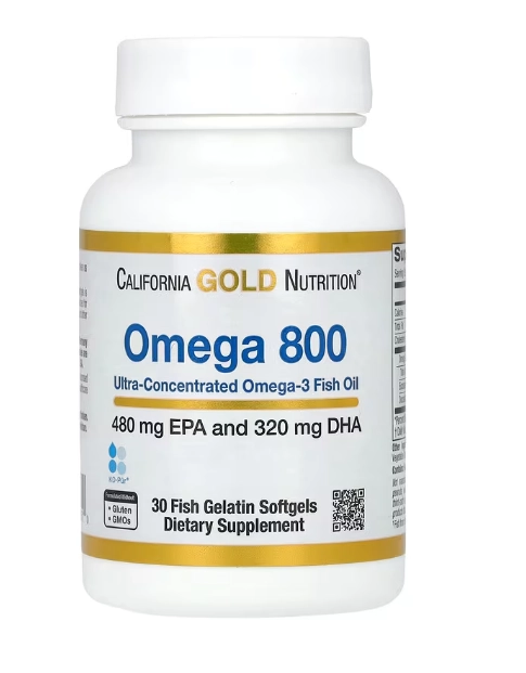 Ômega 800, Óleo de Peixe 1000mg Ultraconcentrado, Forma de Triglicerídeos KD-Pur, 30 Cápsulas, California Gold Nutrition