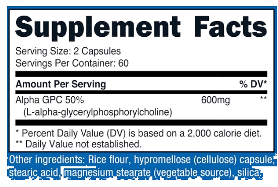 Alpha GPC, 600mg, 120 cápsulas, Nutricost
