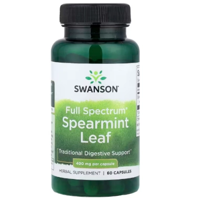 Spearmint Leaf 400mg, Folha de Hortelã Full Spectrum, Cápsulas Opções, Swanson
