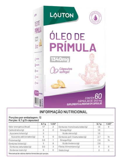 Óleo de Prímula 1340mg, 60 Cápsulas, Lauton Nutrition