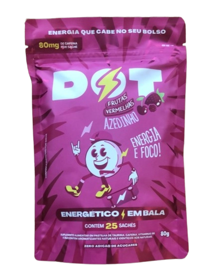 DOT Azedinho, Energético em Bala, Sabor Frutas Vermelhas, 25 Sachês