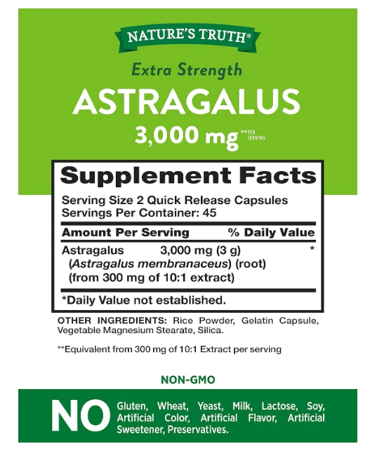 Astrágalus, 3000mg, 90 Cápsulas, Nature's Truth