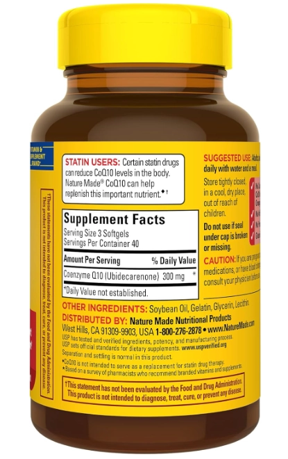 Coenzima CoQ10 300mg, 120 Cápsulas, Nature Made
