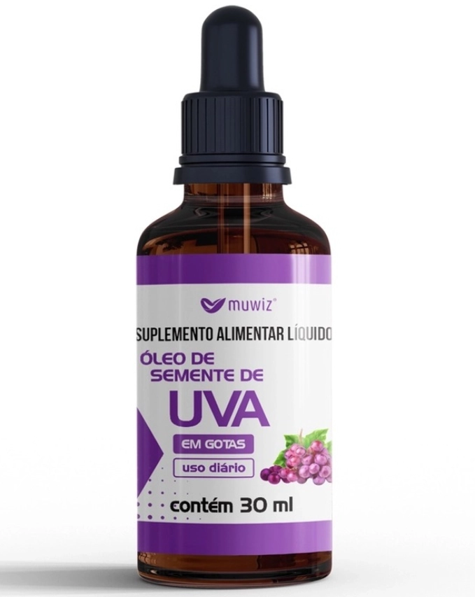 Óleo de semente de uva, 30ml, Muwiz